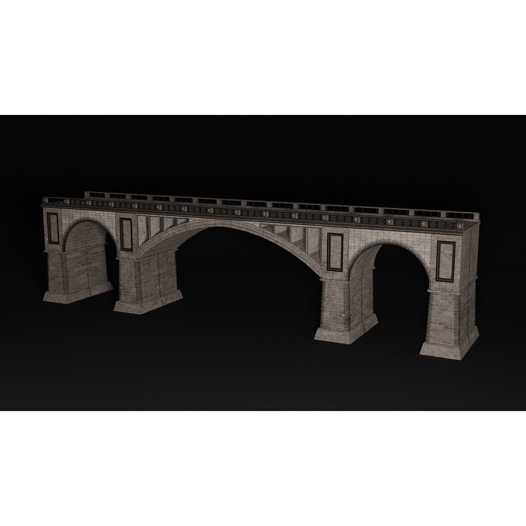 Ancient Roman Greek Bridge 3D Model – Low Poly Game Asset, FBX, OBJ - View 18