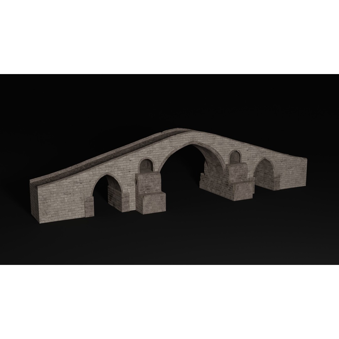 Ancient Roman Greek Bridge 3D Model – Low Poly Game Asset, FBX, OBJ - View 19