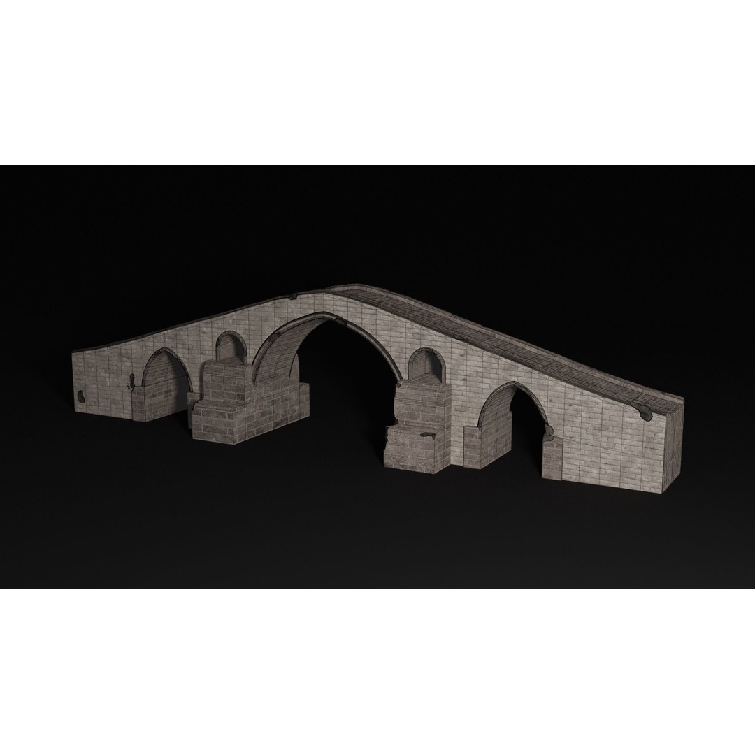 Ancient Roman Greek Bridge 3D Model – Low Poly Game Asset, FBX, OBJ - View 21