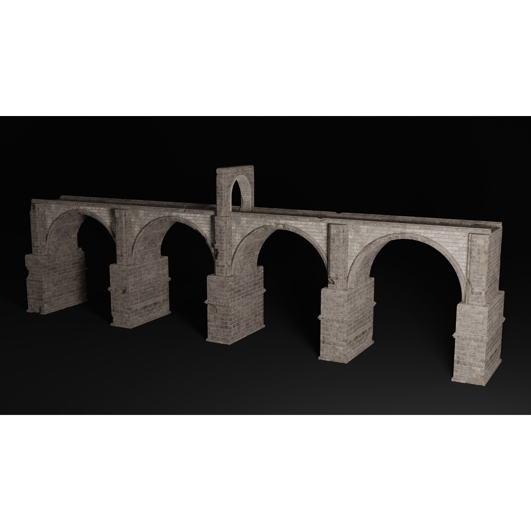 Ancient Roman Greek Bridge 3D Model – Low Poly Game Asset, FBX, OBJ - View 23