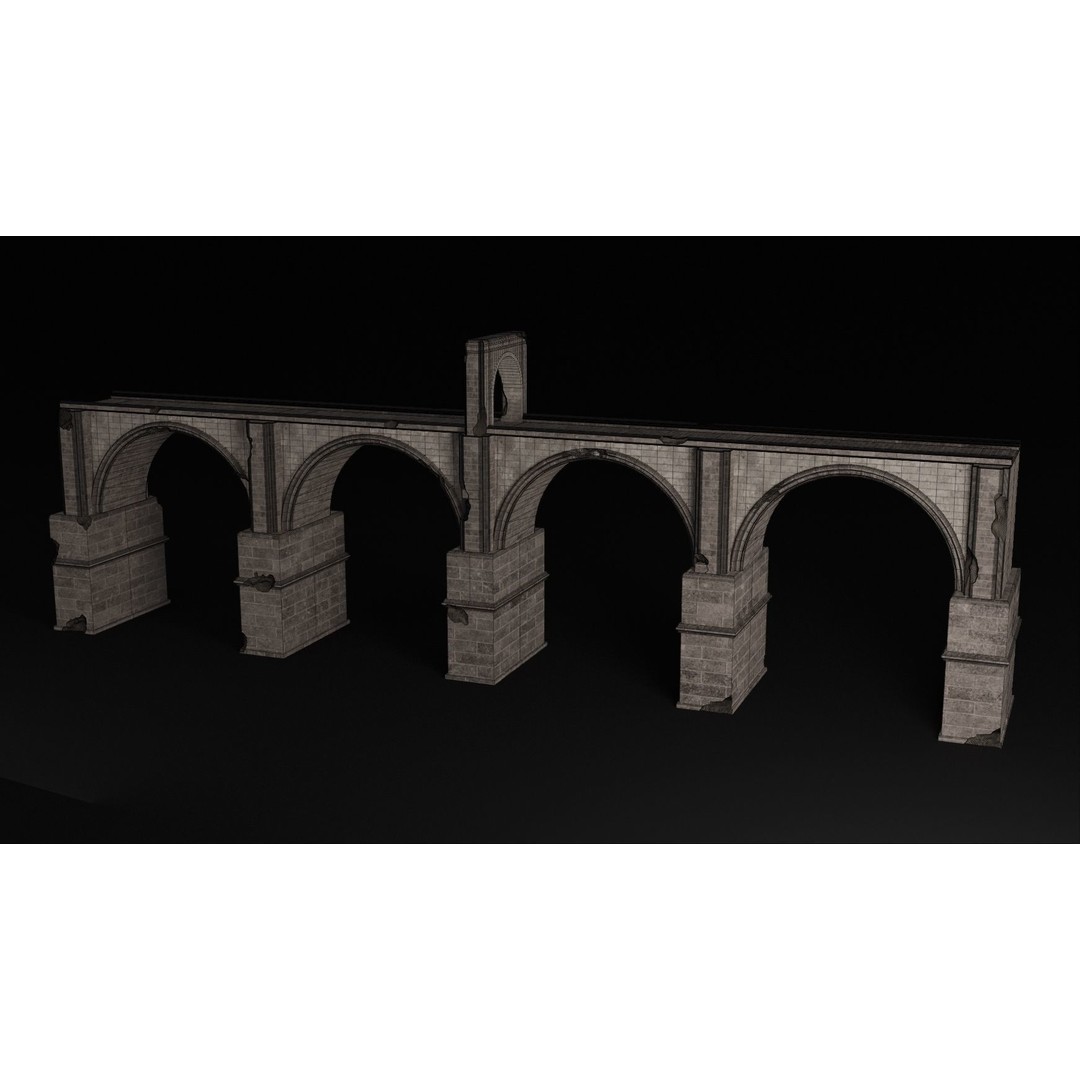 Ancient Roman Greek Bridge 3D Model – Low Poly Game Asset, FBX, OBJ - View 24