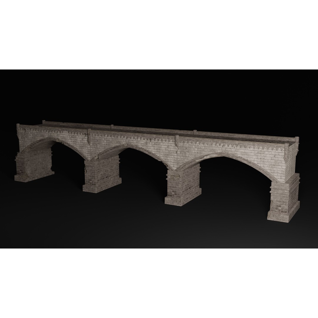 Ancient Roman Greek Bridge 3D Model – Low Poly Game Asset, FBX, OBJ - View 25
