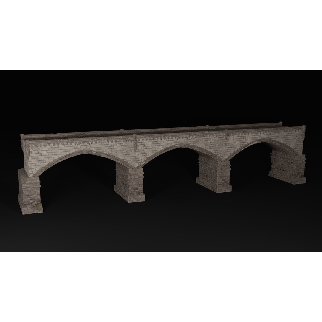 Ancient Roman Greek Bridge 3D Model – Low Poly Game Asset, FBX, OBJ - View 26