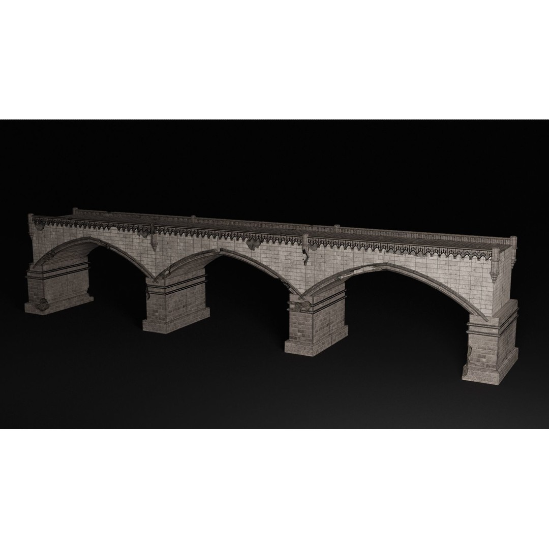 Ancient Roman Greek Bridge 3D Model – Low Poly Game Asset, FBX, OBJ - View 27