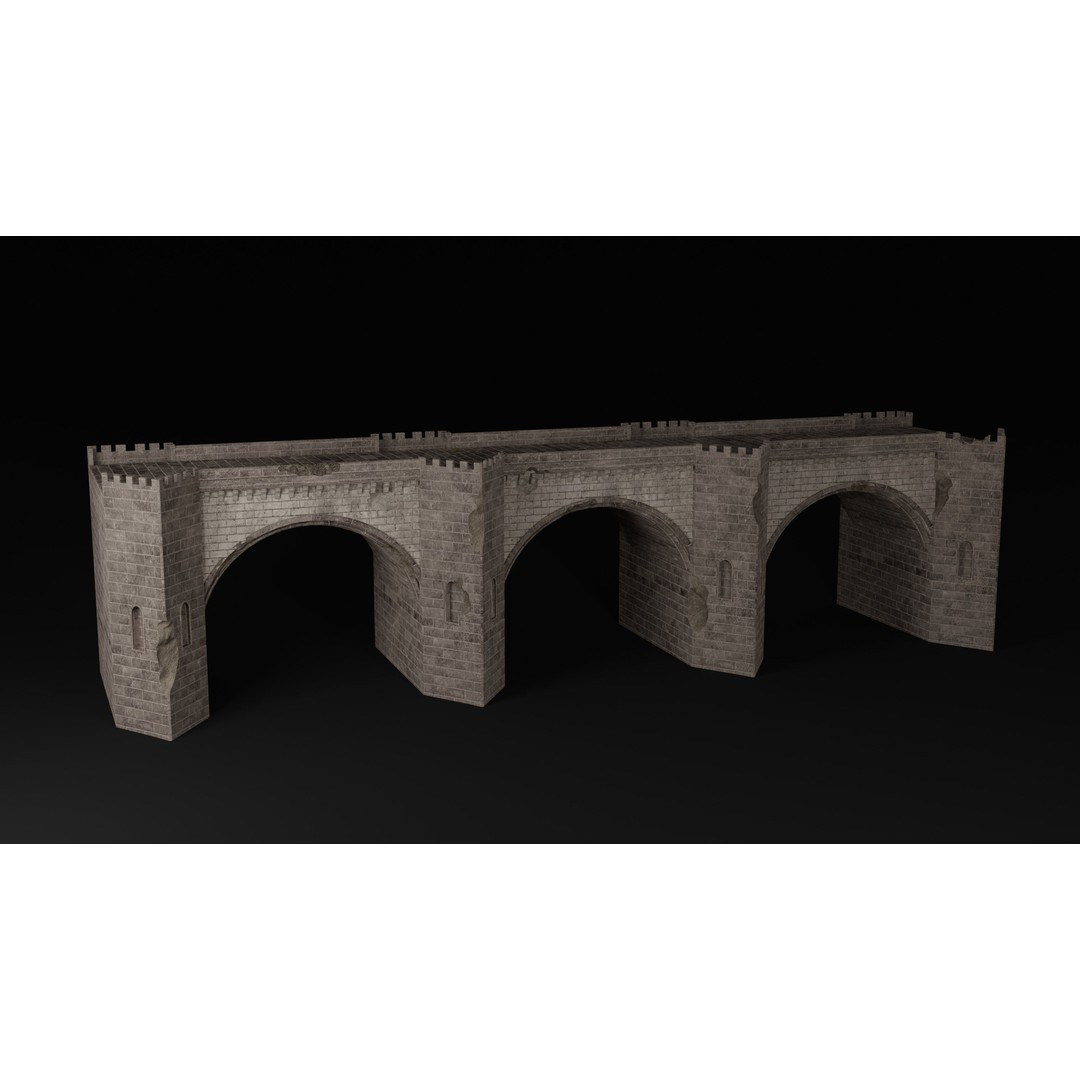 Ancient Roman Greek Bridge 3D Model – Low Poly Game Asset, FBX, OBJ - View 28