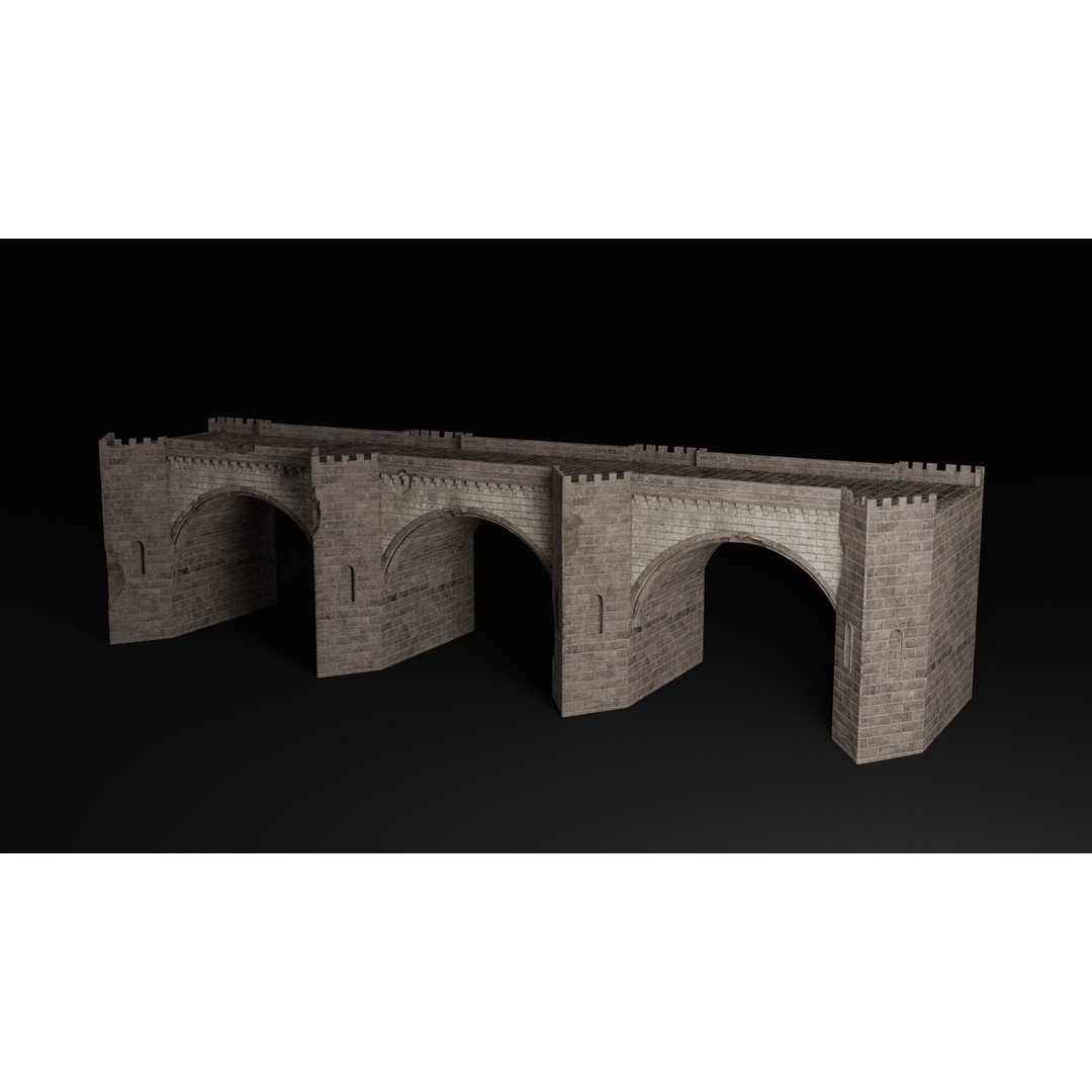 Ancient Roman Greek Bridge 3D Model – Low Poly Game Asset, FBX, OBJ - View 29