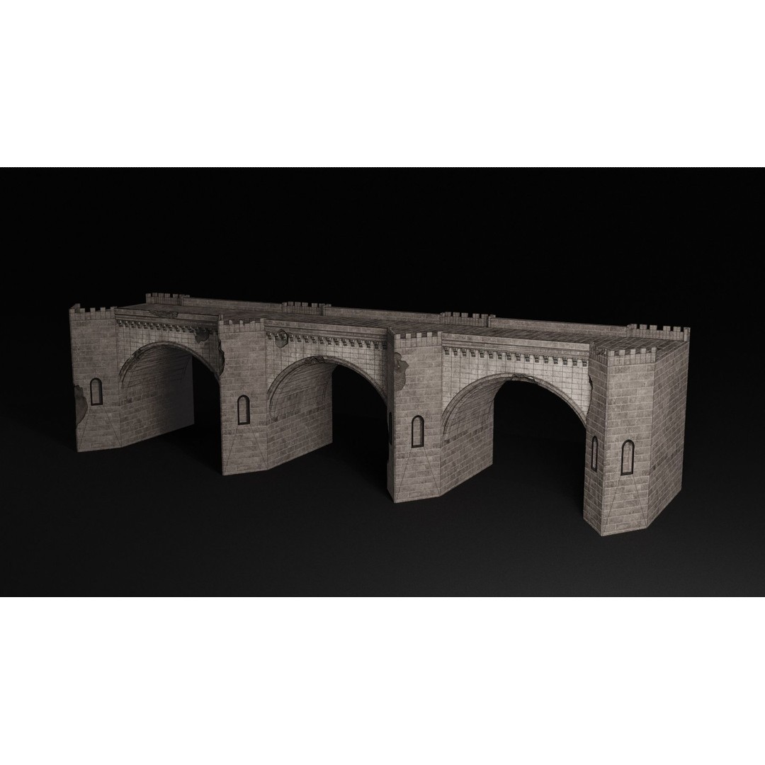 Ancient Roman Greek Bridge 3D Model – Low Poly Game Asset, FBX, OBJ - View 30