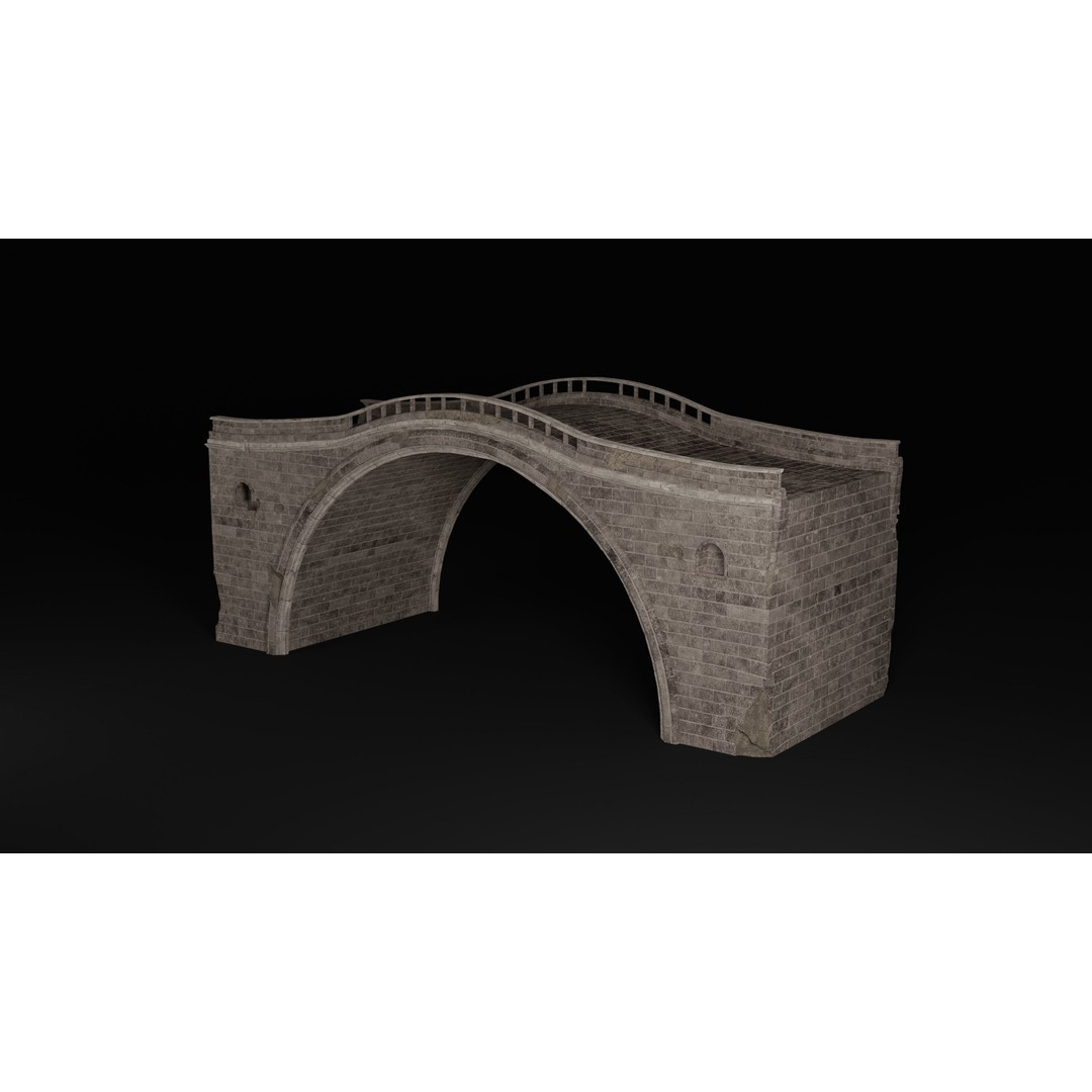 Ancient Roman Greek Bridge 3D Model – Low Poly Game Asset, FBX, OBJ - View 4