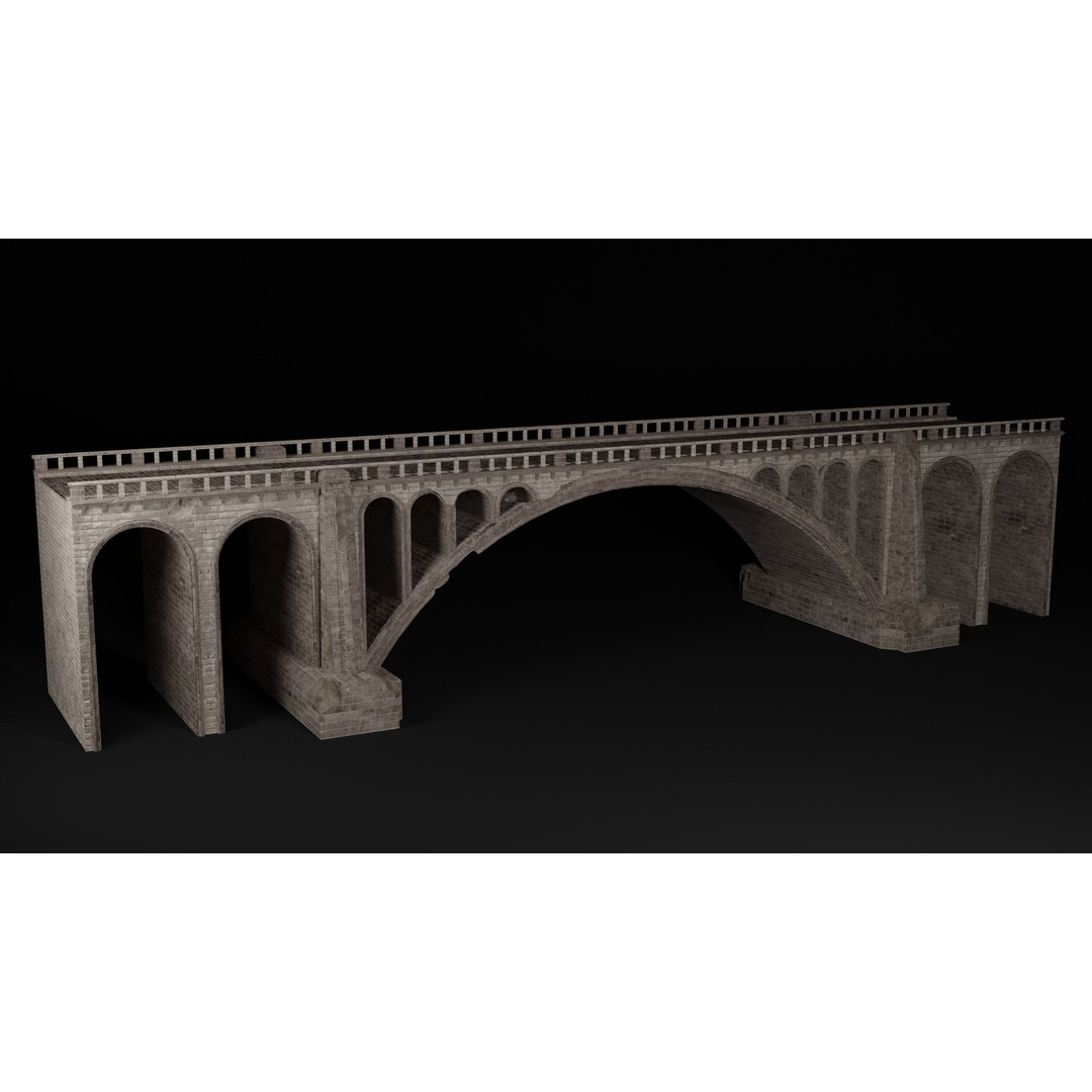 Ancient Roman Greek Bridge 3D Model – Low Poly Game Asset, FBX, OBJ - View 7