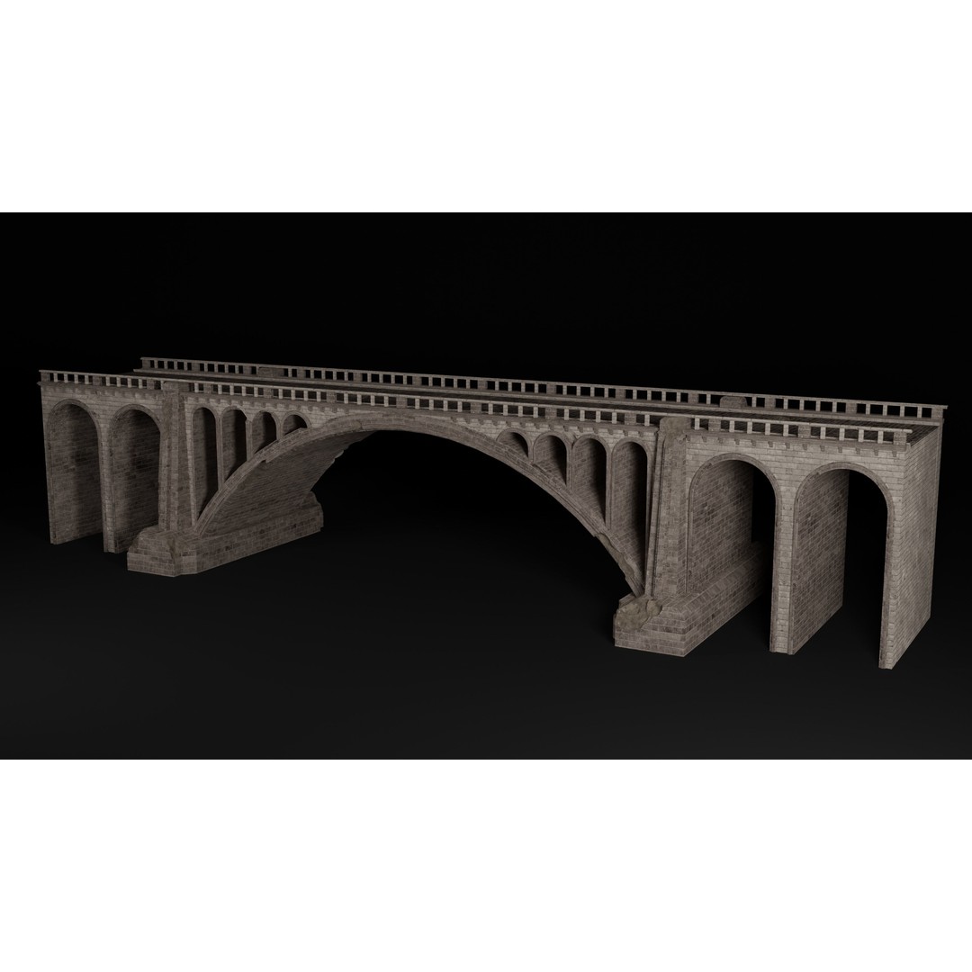 Ancient Roman Greek Bridge 3D Model – Low Poly Game Asset, FBX, OBJ - View 8