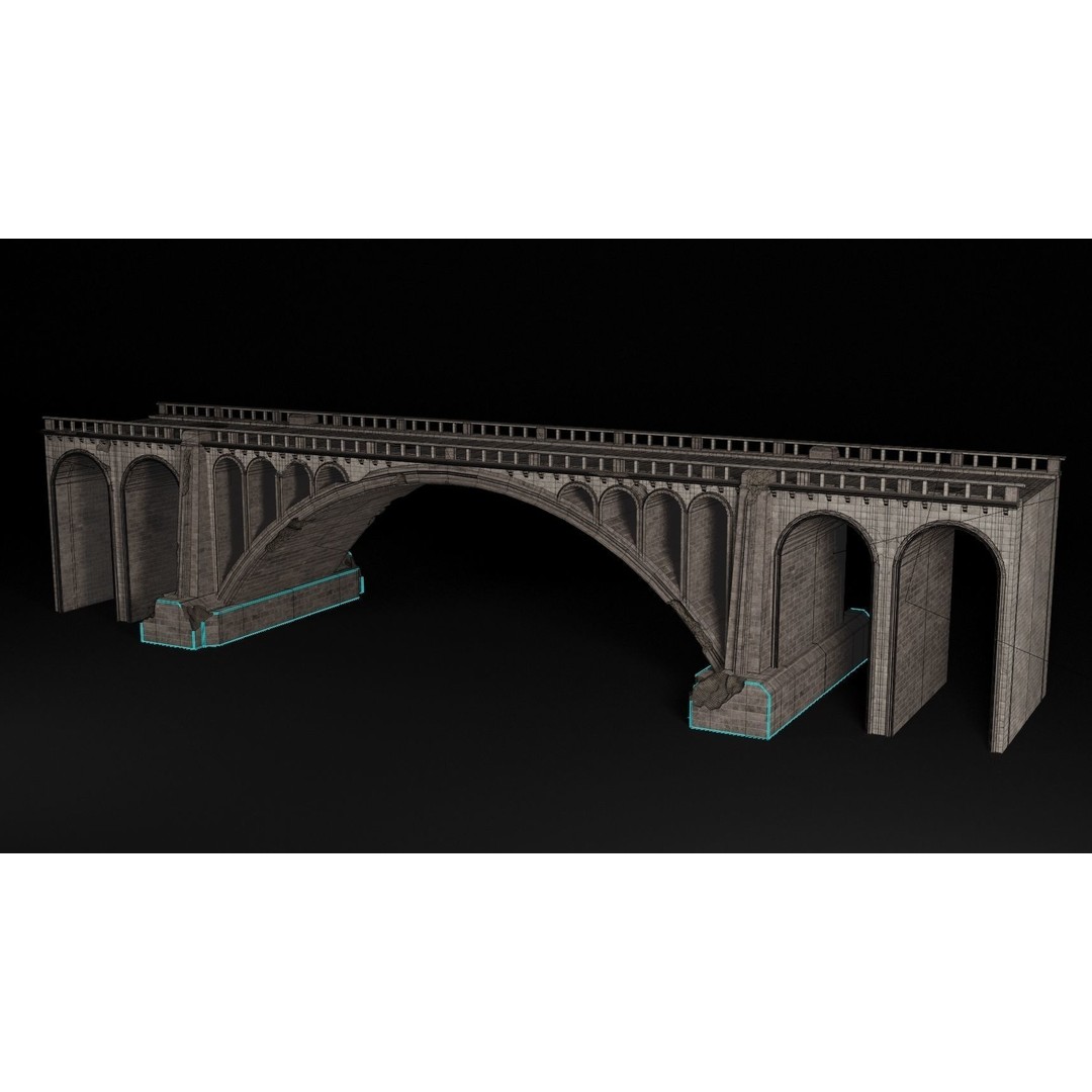 Ancient Roman Greek Bridge 3D Model – Low Poly Game Asset, FBX, OBJ - View 9