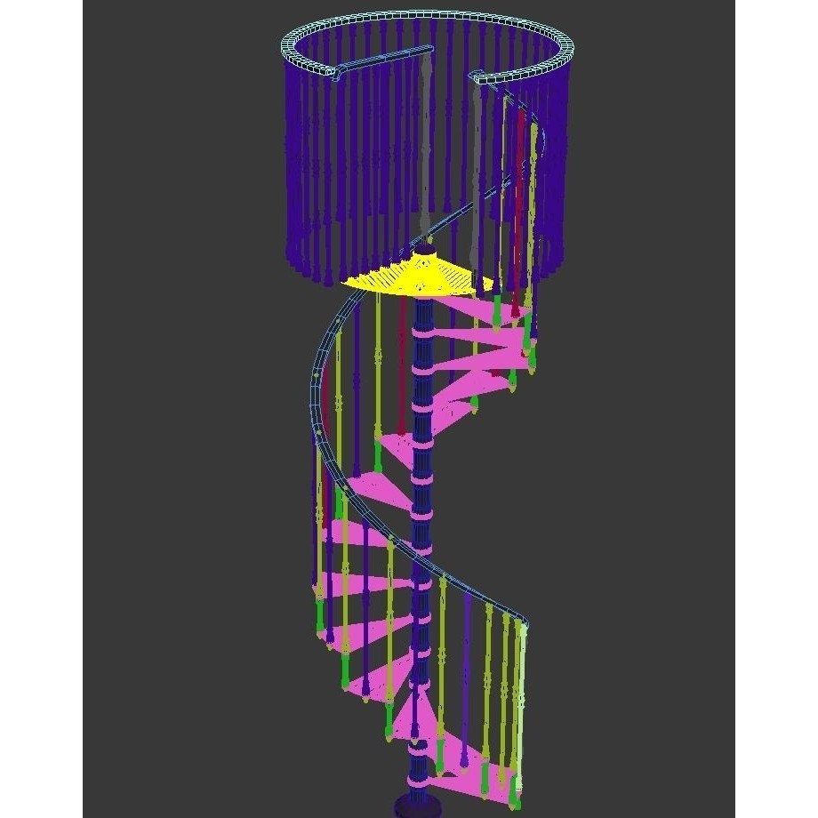 Iron Spiral Staircase 3D Model – Classic Architectural Design, FBX, OBJ