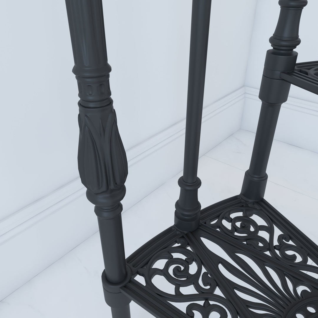 Iron Spiral Staircase 3D Model – Classic Architectural Design, FBX, OBJ - View 4