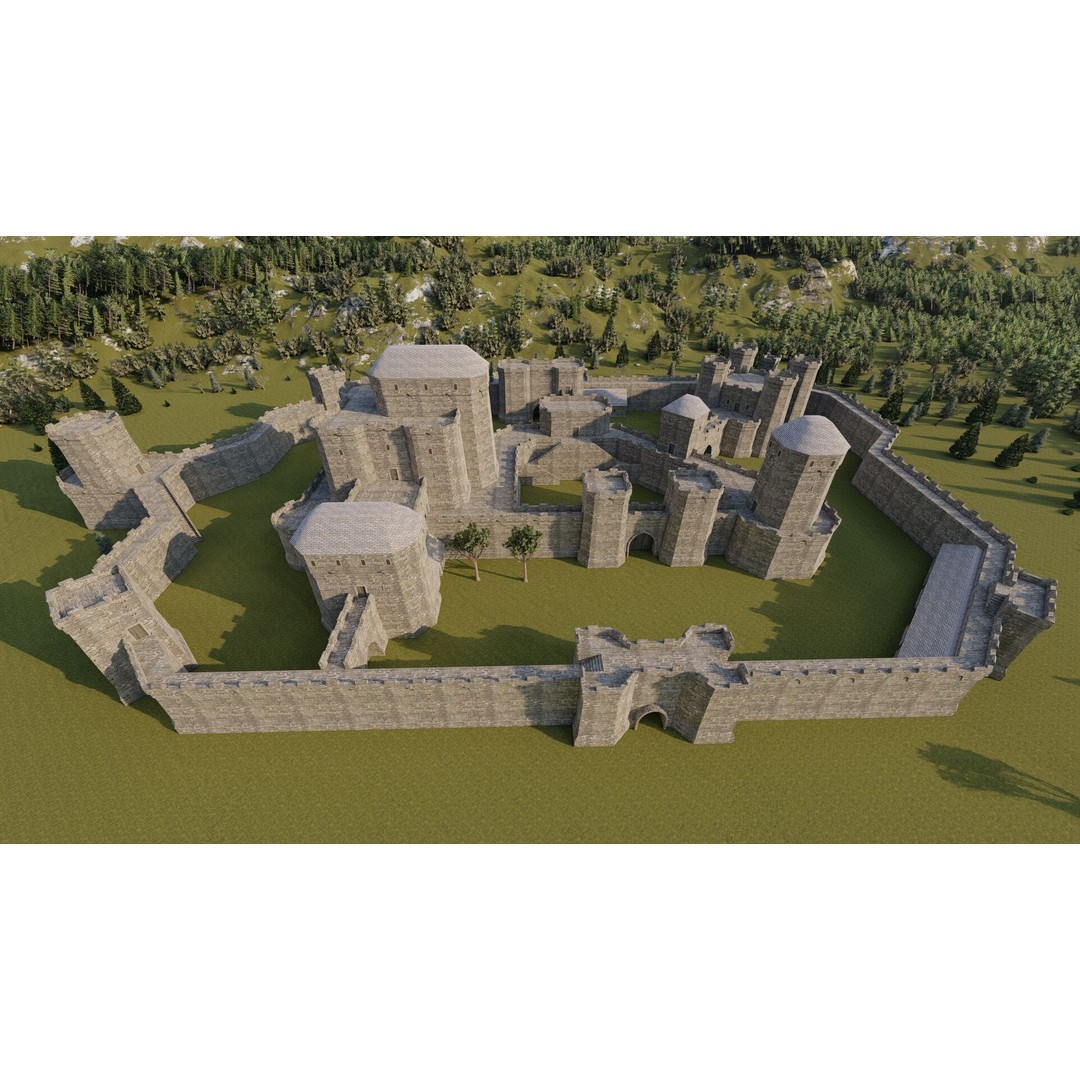 Basic Medieval Castle 3D Model – Historic Stone Architecture, FBX