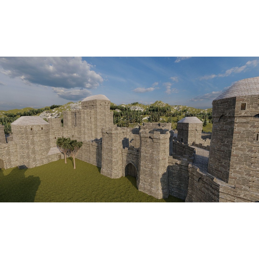 Basic Medieval Castle 3D Model – Historic Stone Architecture, FBX - View 11