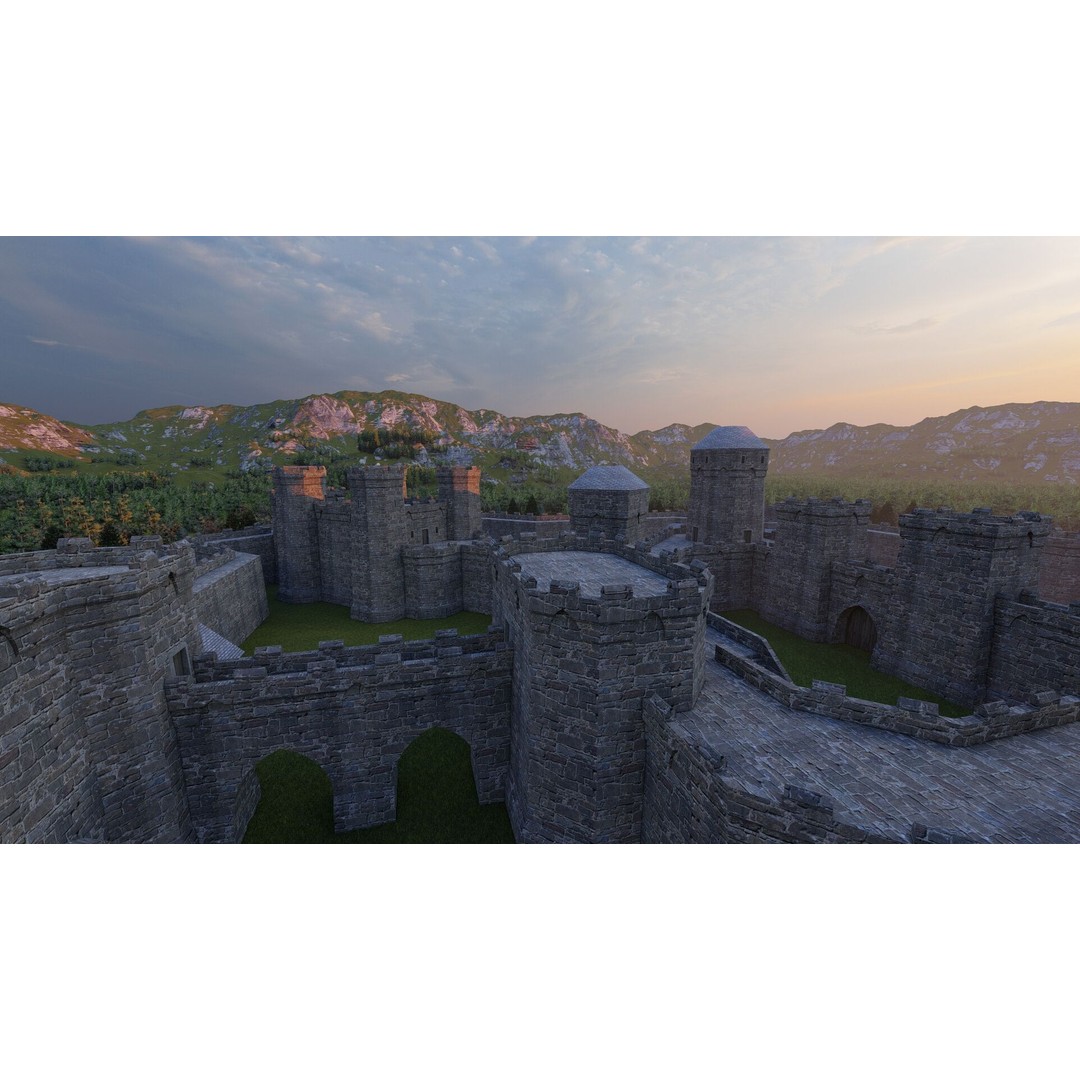 Basic Medieval Castle 3D Model – Historic Stone Architecture, FBX - View 12