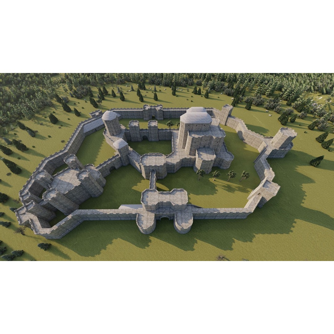 Basic Medieval Castle 3D Model – Historic Stone Architecture, FBX - View 13
