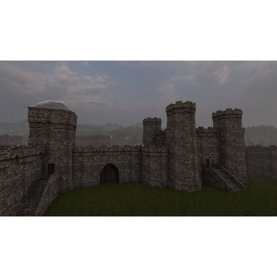 Basic Medieval Castle 3D Model – Historic Stone Architecture, FBX - View 17