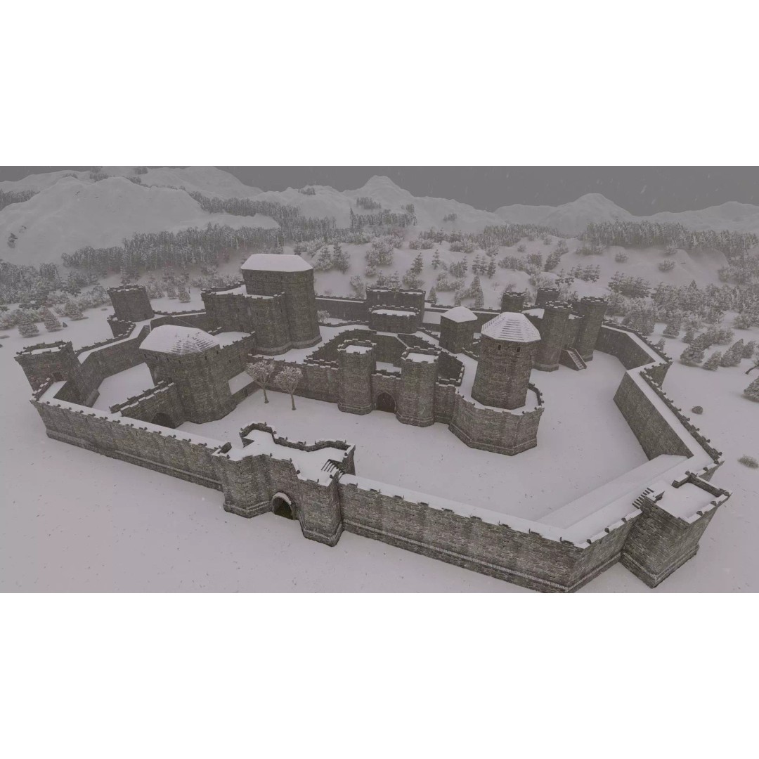 Basic Medieval Castle 3D Model – Historic Stone Architecture, FBX - View 2