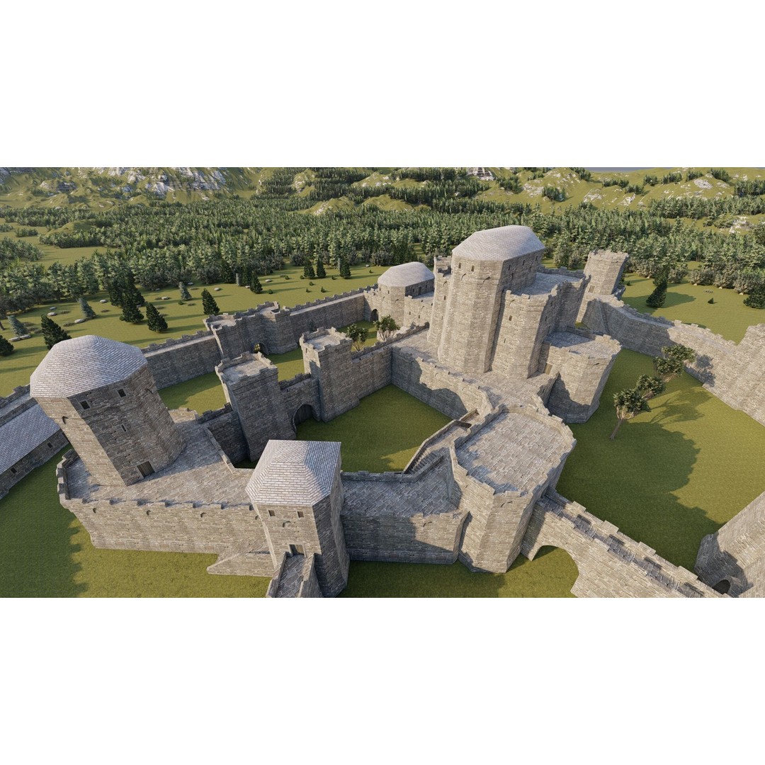 Basic Medieval Castle 3D Model – Historic Stone Architecture, FBX - View 20
