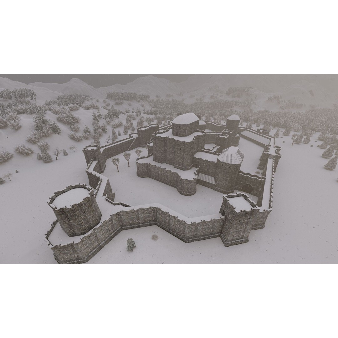 Basic Medieval Castle 3D Model – Historic Stone Architecture, FBX - View 3