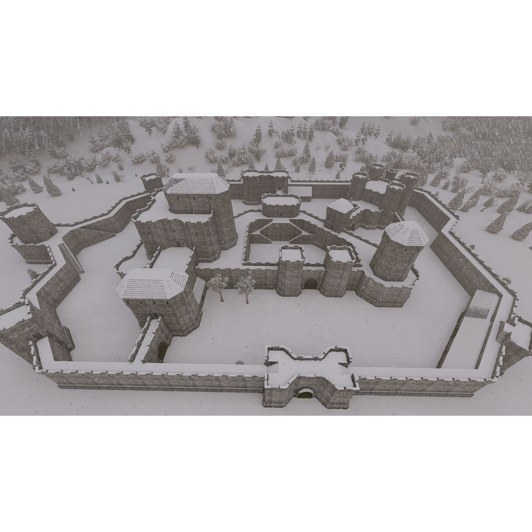 Basic Medieval Castle 3D Model – Historic Stone Architecture, FBX - View 4