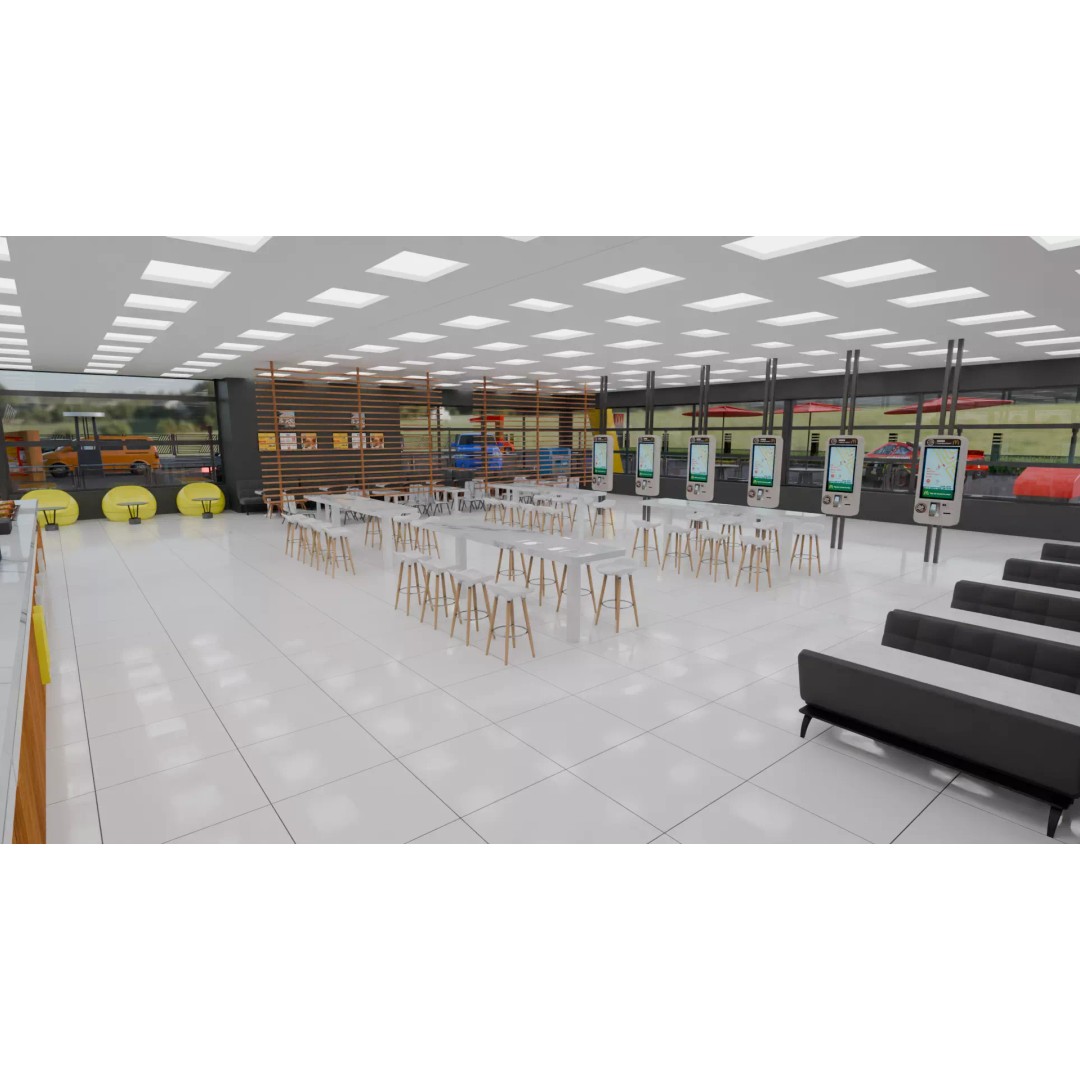 McDonald's Restaurant 3D Model – High Poly Game-Ready Asset, Blender, FBX, OBJ - View 14