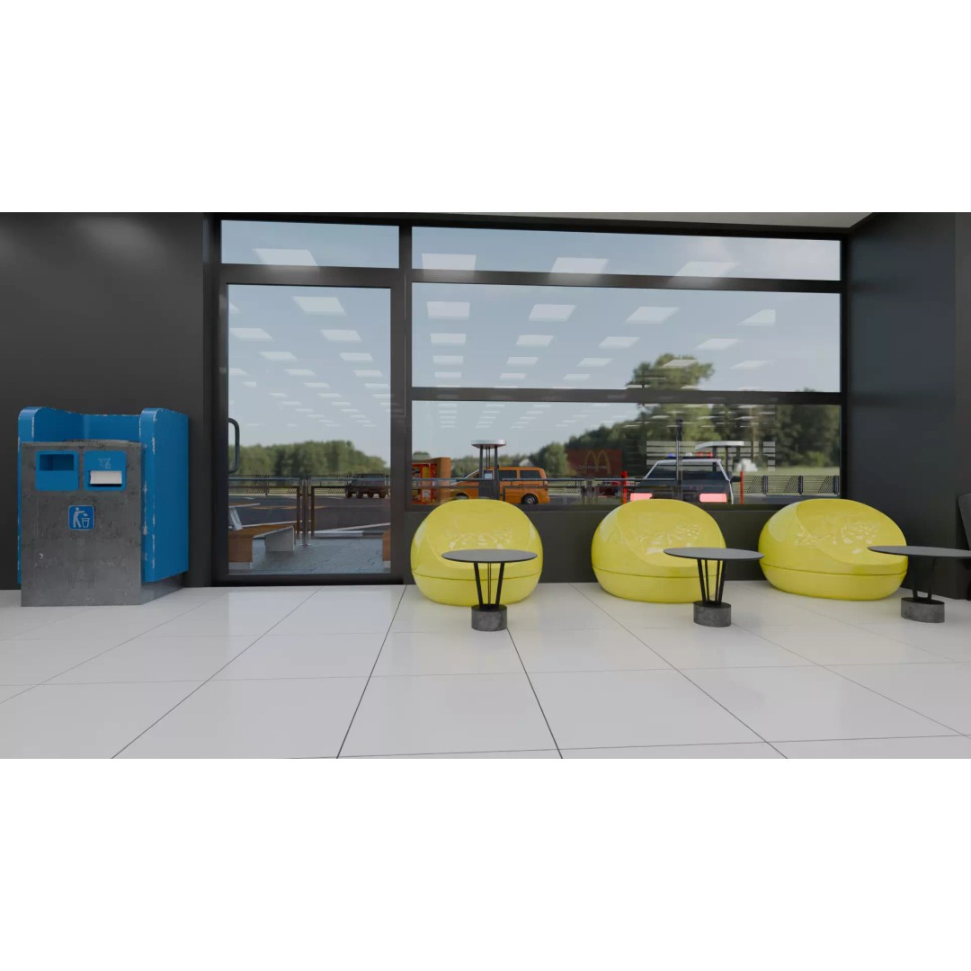McDonald's Restaurant 3D Model – High Poly Game-Ready Asset, Blender, FBX, OBJ - View 15