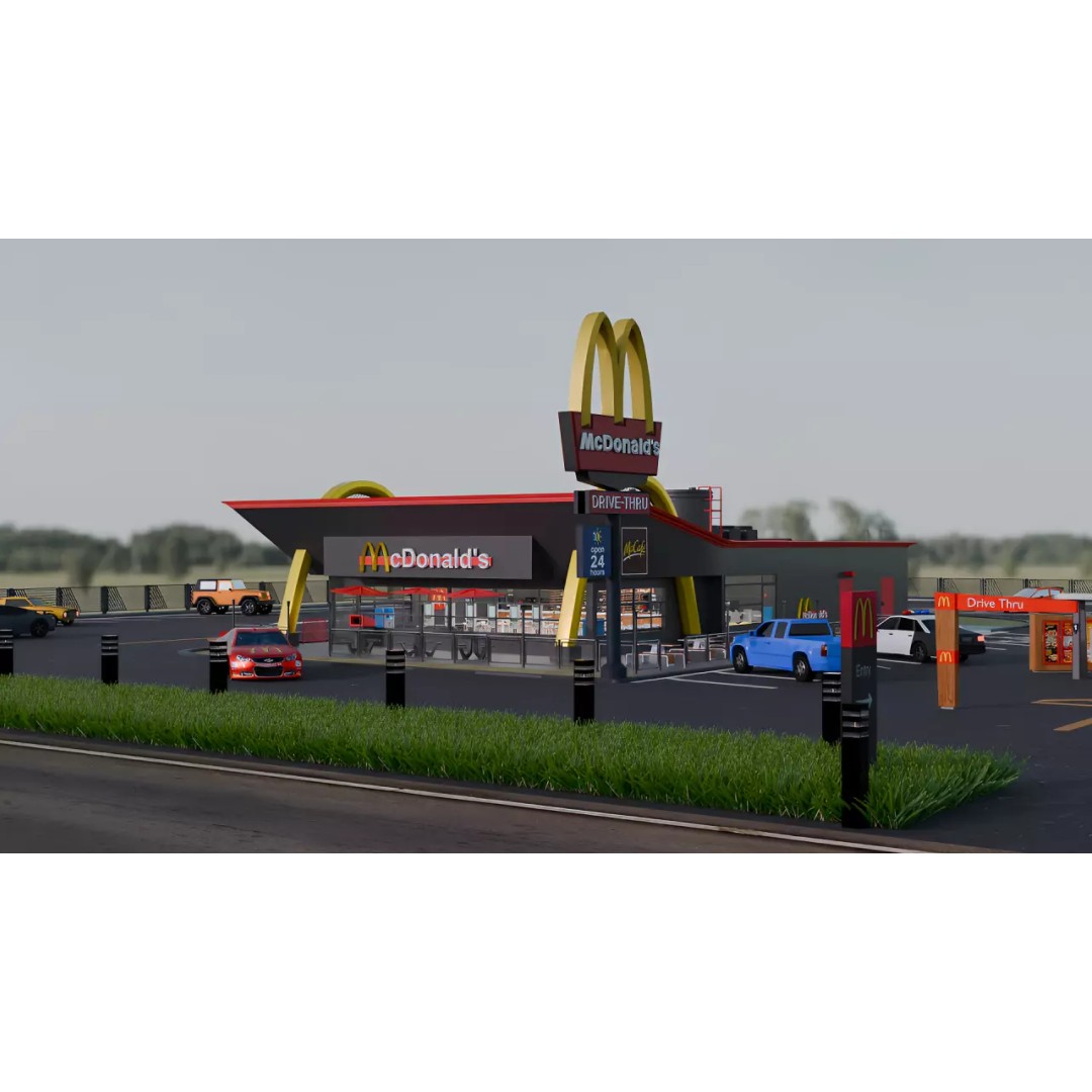 McDonald's Restaurant 3D Model – High Poly Game-Ready Asset, Blender, FBX, OBJ - View 2