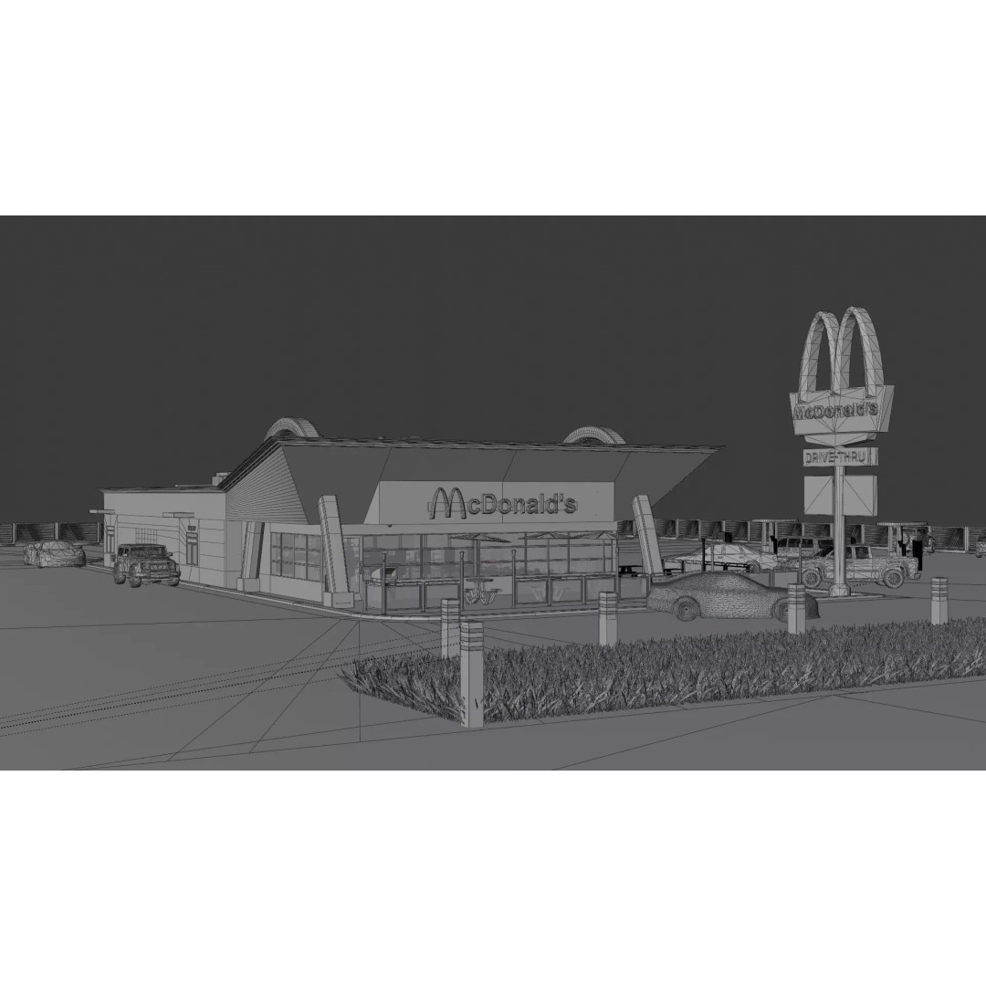 McDonald's Restaurant 3D Model – High Poly Game-Ready Asset, Blender, FBX, OBJ - View 21
