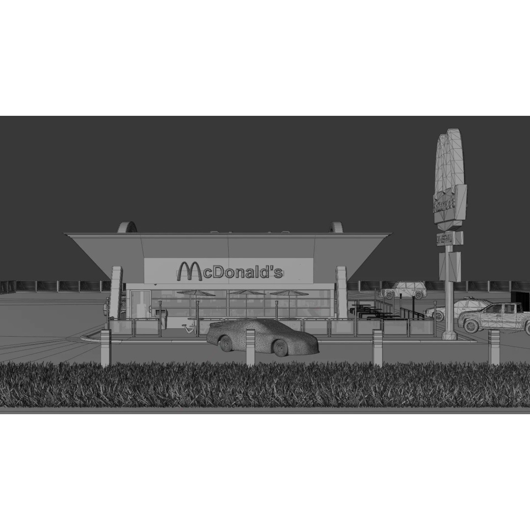 McDonald's Restaurant 3D Model – High Poly Game-Ready Asset, Blender, FBX, OBJ - View 22