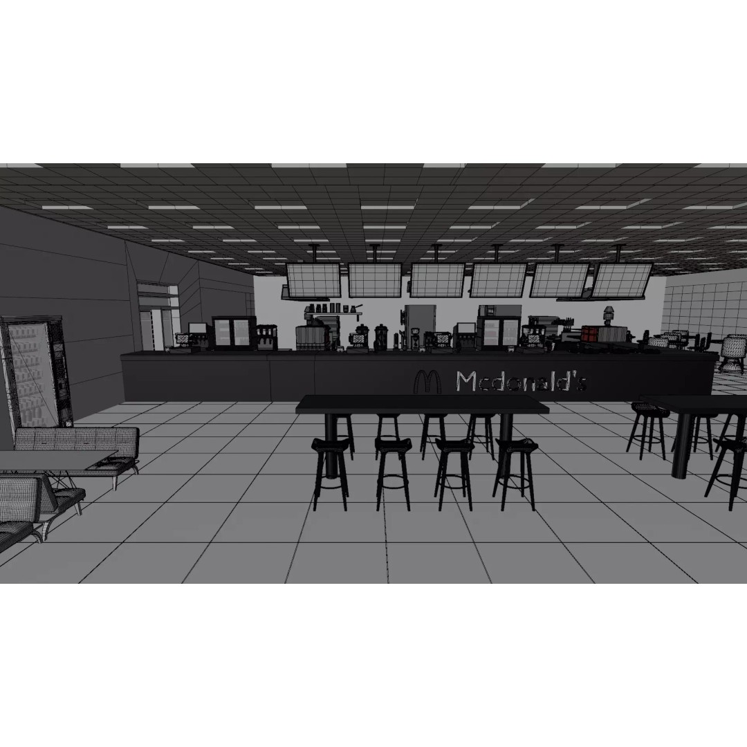 McDonald's Restaurant 3D Model – High Poly Game-Ready Asset, Blender, FBX, OBJ - View 25
