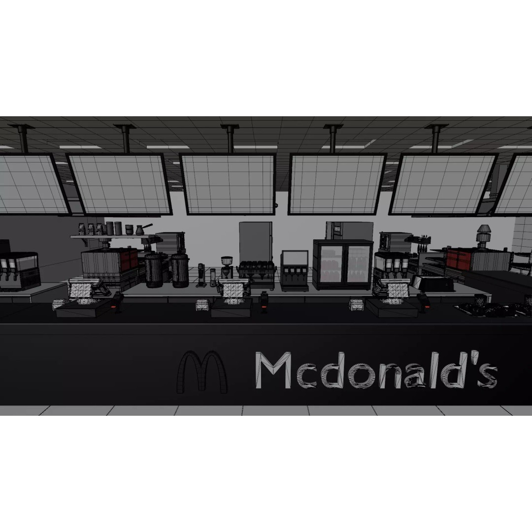 McDonald's Restaurant 3D Model – High Poly Game-Ready Asset, Blender, FBX, OBJ - View 26