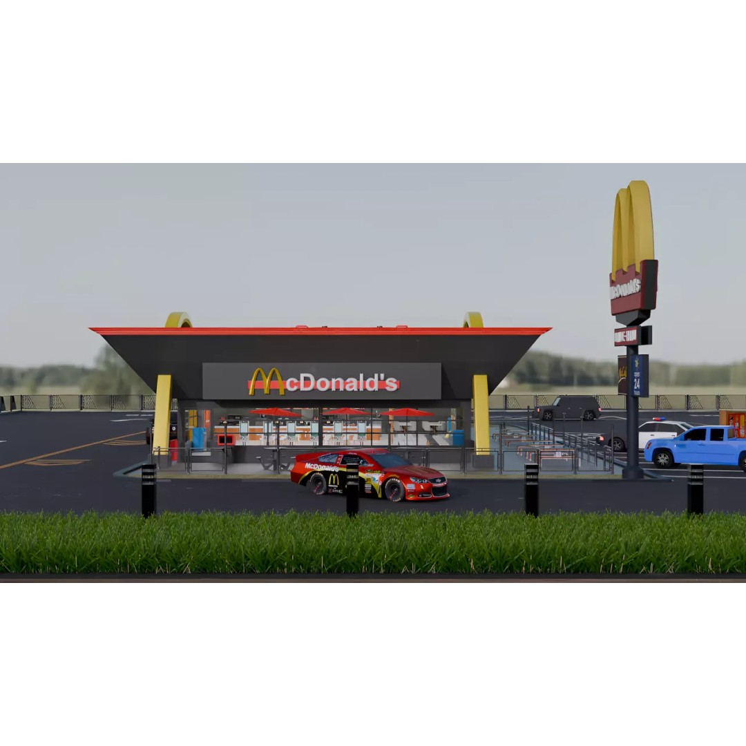 McDonald's Restaurant 3D Model – High Poly Game-Ready Asset, Blender, FBX, OBJ - View 3