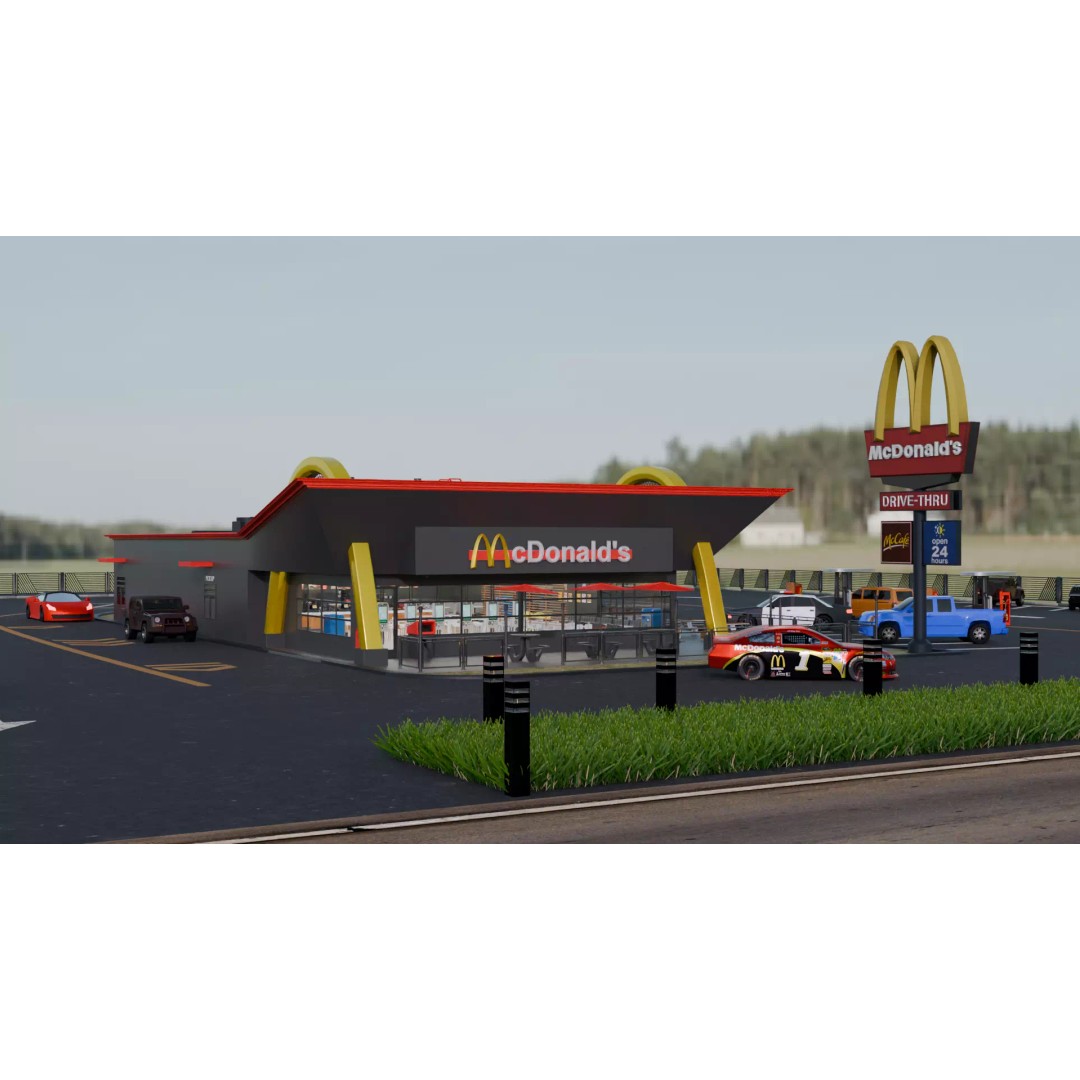 McDonald's Restaurant 3D Model – High Poly Game-Ready Asset, Blender, FBX, OBJ - View 4