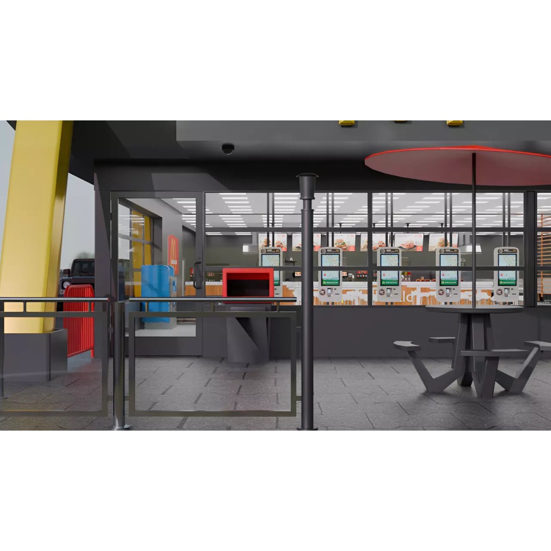 McDonald's Restaurant 3D Model – High Poly Game-Ready Asset, Blender, FBX, OBJ - View 7