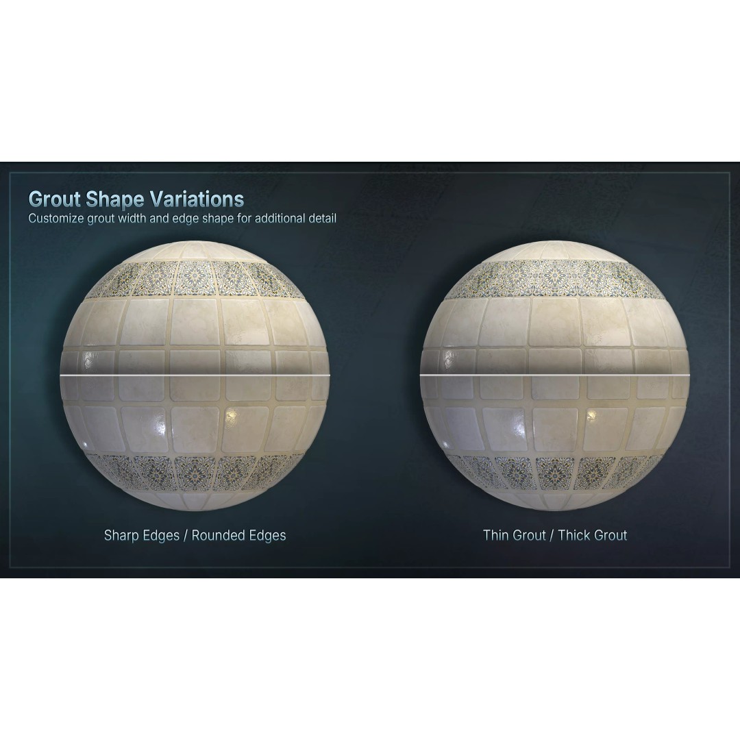 Mediterranean Ceramic Tiles 3D Model – Low Poly PBR Material, FBX - View 12