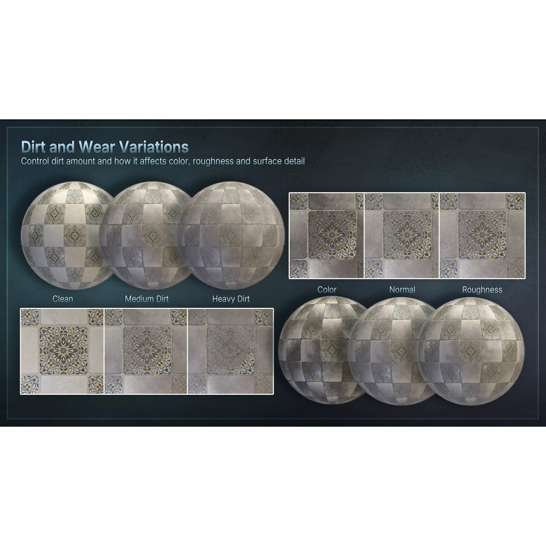 Mediterranean Ceramic Tiles 3D Model – Low Poly PBR Material, FBX - View 13