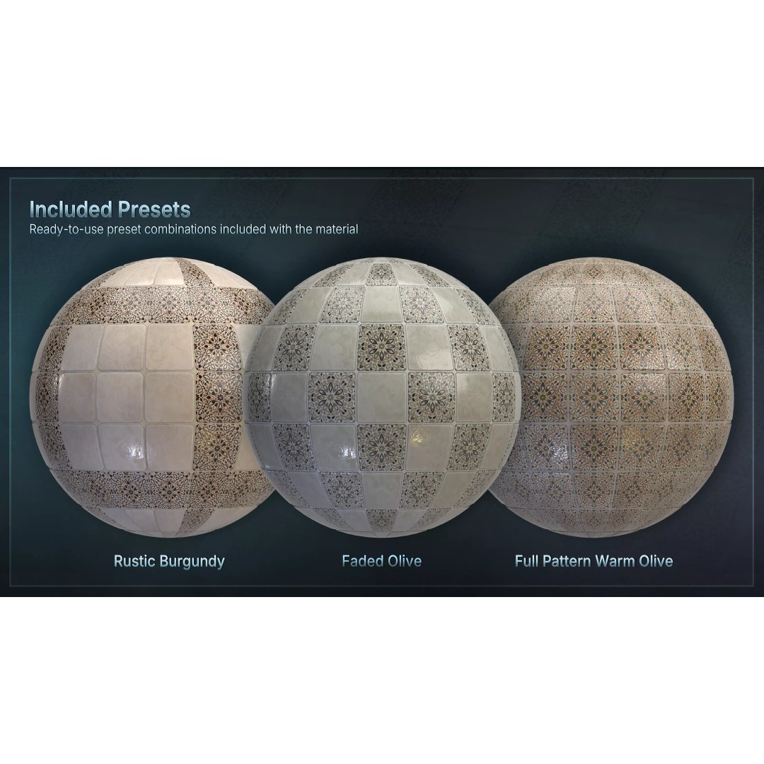 Mediterranean Ceramic Tiles 3D Model – Low Poly PBR Material, FBX - View 4
