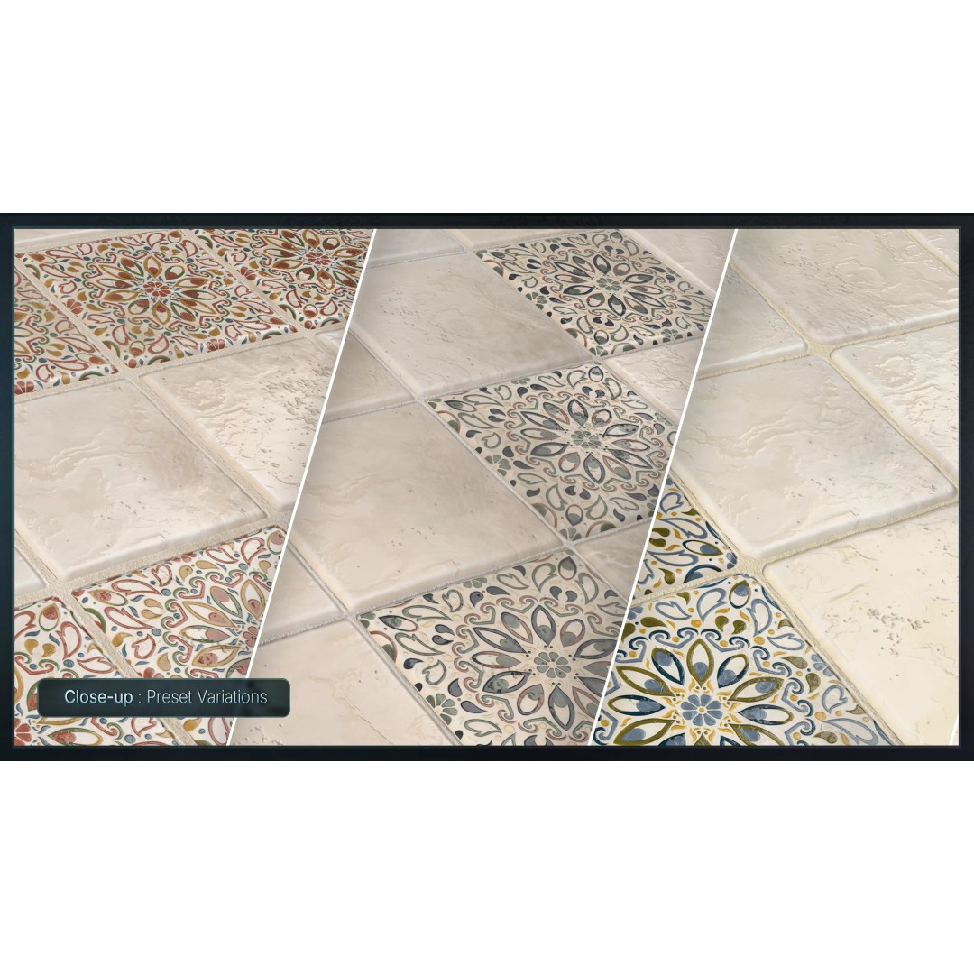 Mediterranean Ceramic Tiles 3D Model – Low Poly PBR Material, FBX - View 5