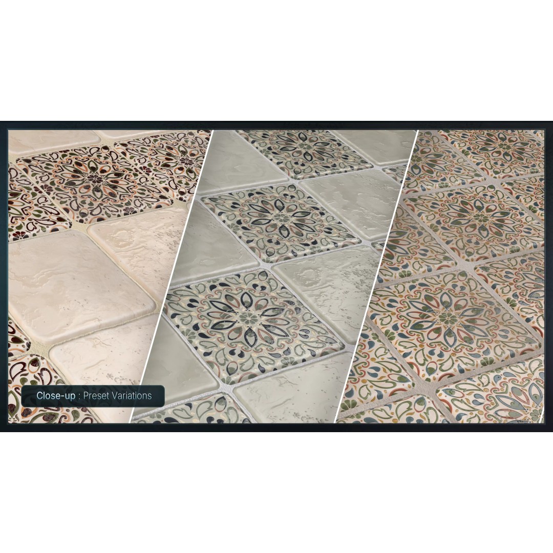 Mediterranean Ceramic Tiles 3D Model – Low Poly PBR Material, FBX - View 6