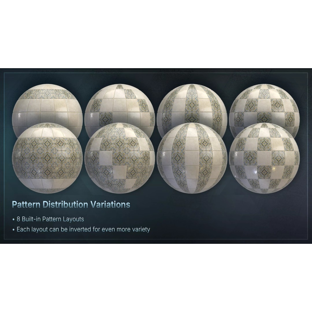 Mediterranean Ceramic Tiles 3D Model – Low Poly PBR Material, FBX - View 7