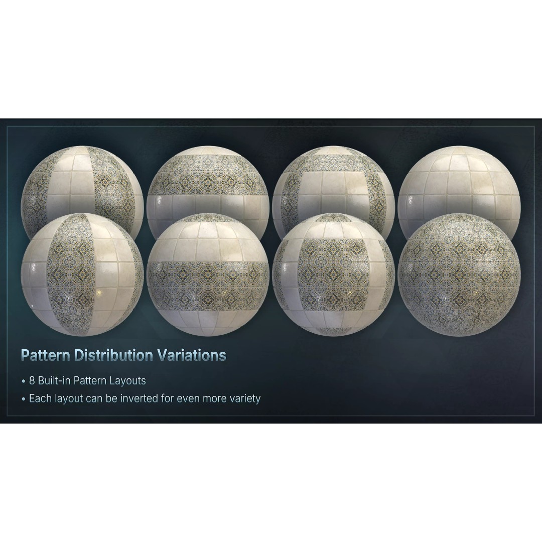 Mediterranean Ceramic Tiles 3D Model – Low Poly PBR Material, FBX - View 8
