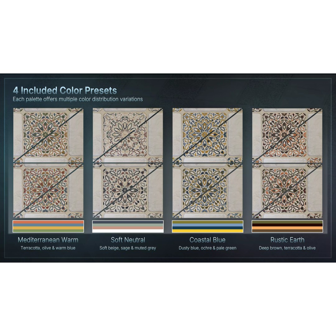 Mediterranean Ceramic Tiles 3D Model – Low Poly PBR Material, FBX - View 9