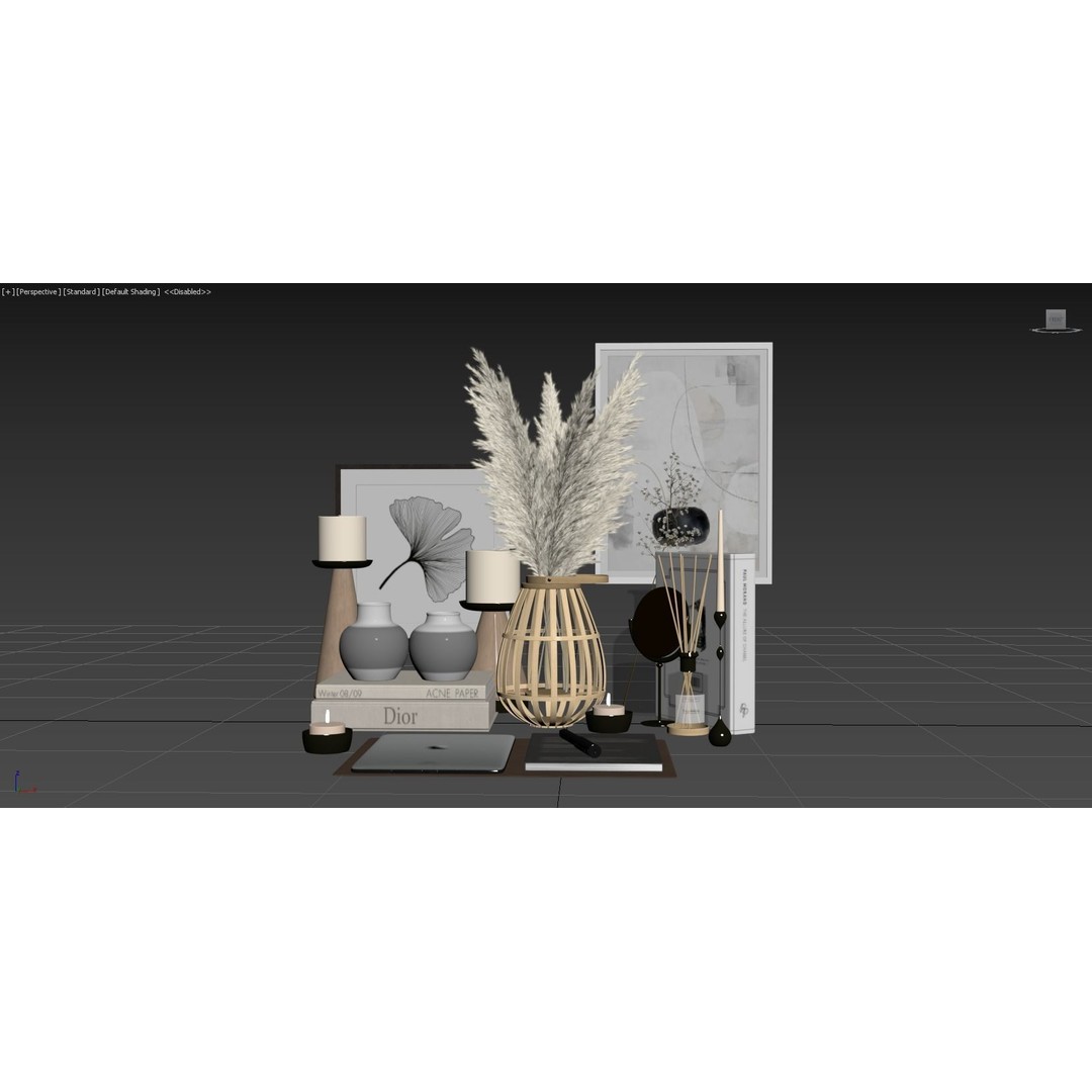 Decor Set 064 3D Model – High Poly Home Decor Asset, FBX, OBJ - View 10