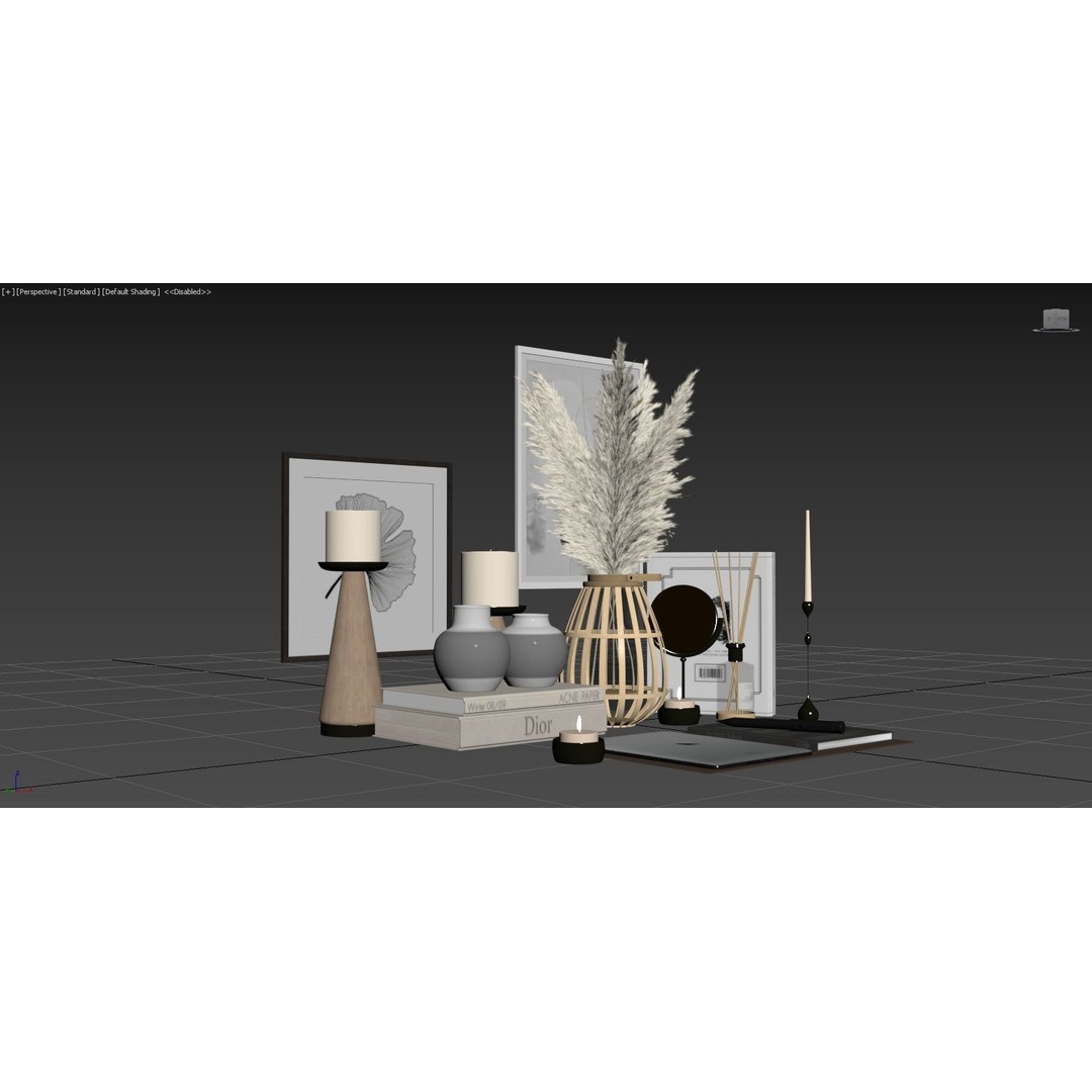 Decor Set 064 3D Model – High Poly Home Decor Asset, FBX, OBJ - View 12