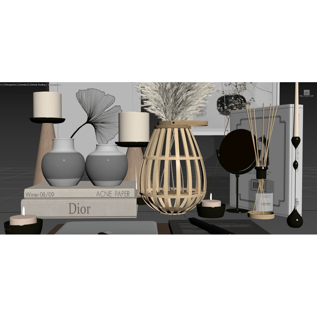 Decor Set 064 3D Model – High Poly Home Decor Asset, FBX, OBJ - View 14
