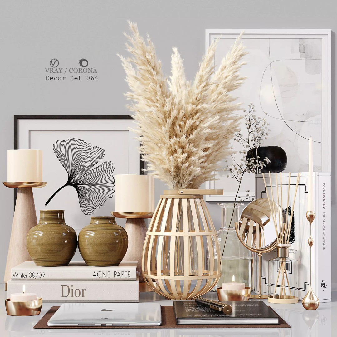 Decor Set 064 3D Model – High Poly Home Decor Asset, FBX, OBJ - View 2
