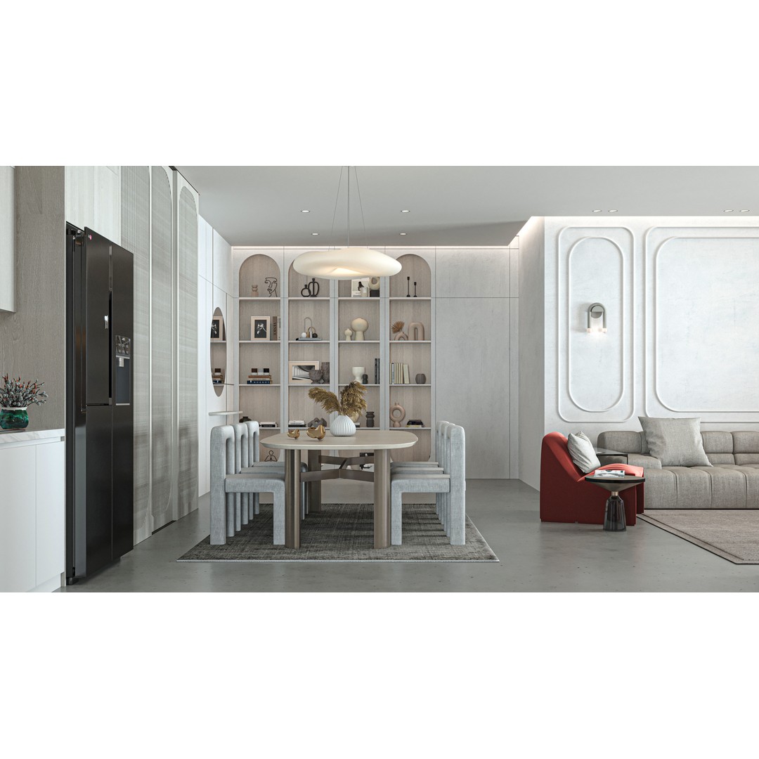 Modern Living Room and Kitchen 3D Model – Low Poly Interior, FBX, Blender - View 10
