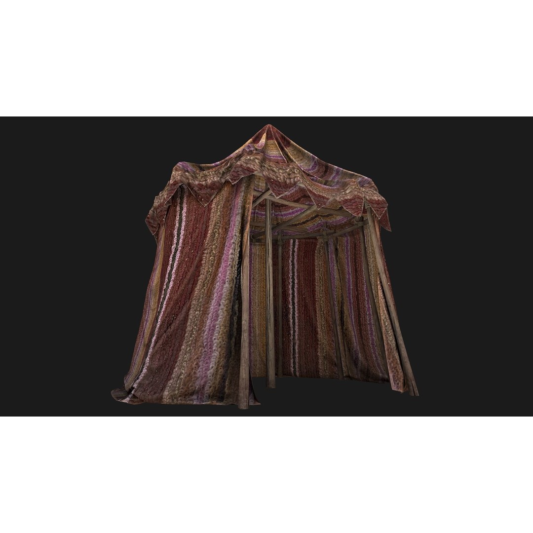 Market Stall Tent 3D Model – Low Poly Game Asset, PBR Textures, FBX - View 10
